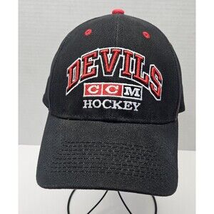 Vintage New Jersey Devils CCM Hockey Hat Cap Strapback NHL Black Men Adult Black